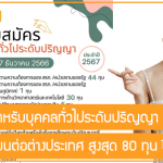 ทุนรัฐบาลไทยเรียนต่อต่างประเทศ สำหรับบุคคลทั่วไประดับปริญญา ปี 2567 สูงสุด 80 ทุน